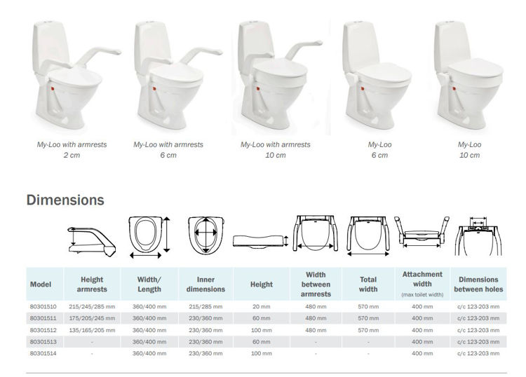 Mynd Salernishækkun My-Loo með örmum 10 cm