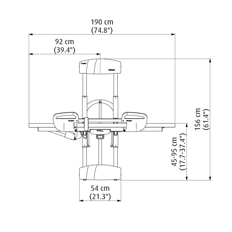 Mynd Lopital skiptibekkur Vienna veggfestur rafknín hæð 